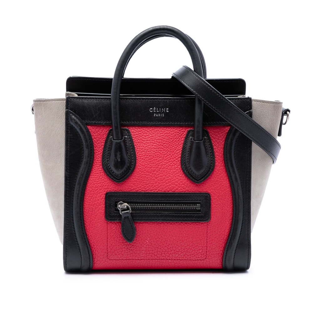 Pre-Loved Celine Nano Tricolor Nubuck and Calfskin Luggage Tote